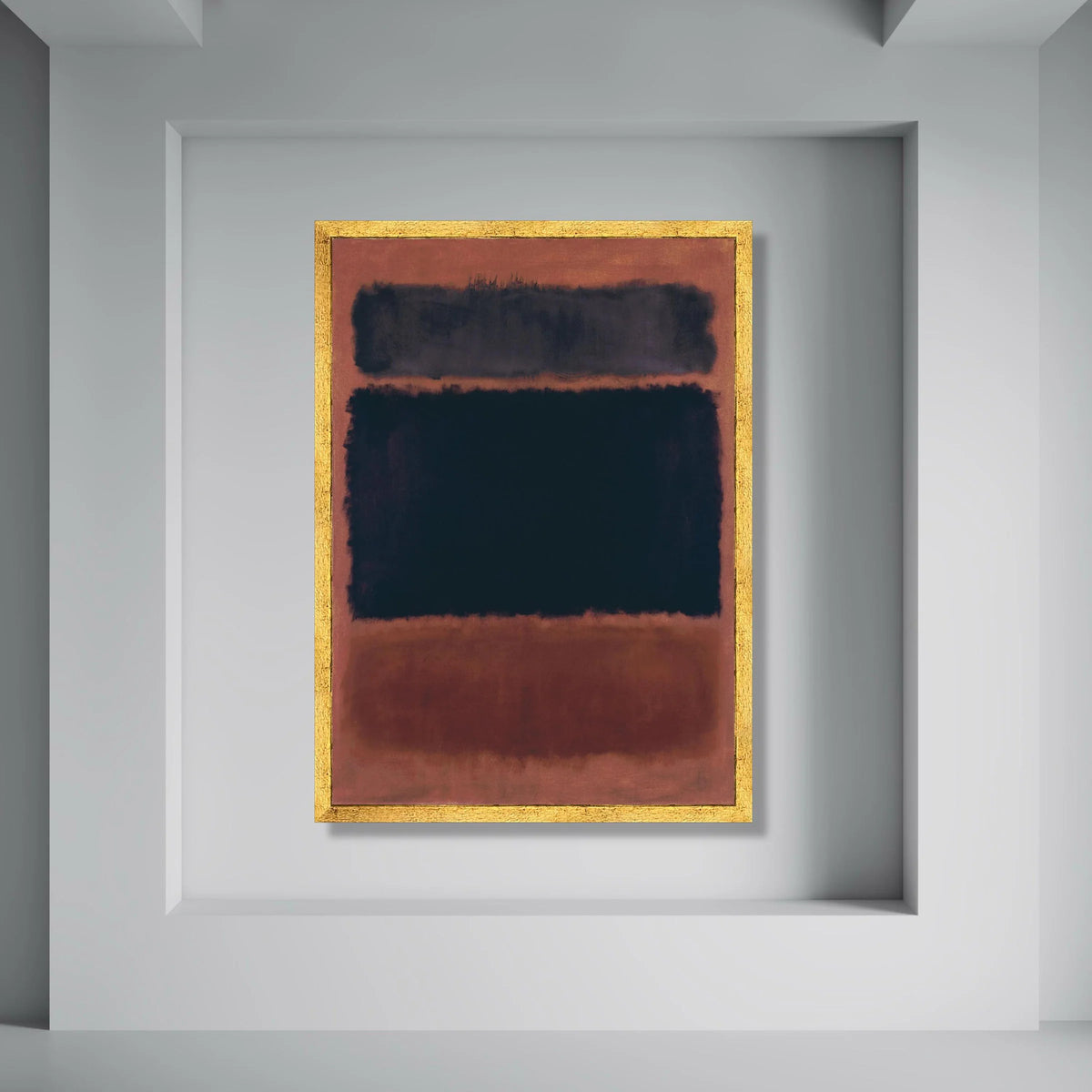 Mark Rothko Abstract Canvas, Modern Minimalist Wall Art, Black and Brown Color Blocks, Contemporary Art Decoration, Ready to Hang Print Art