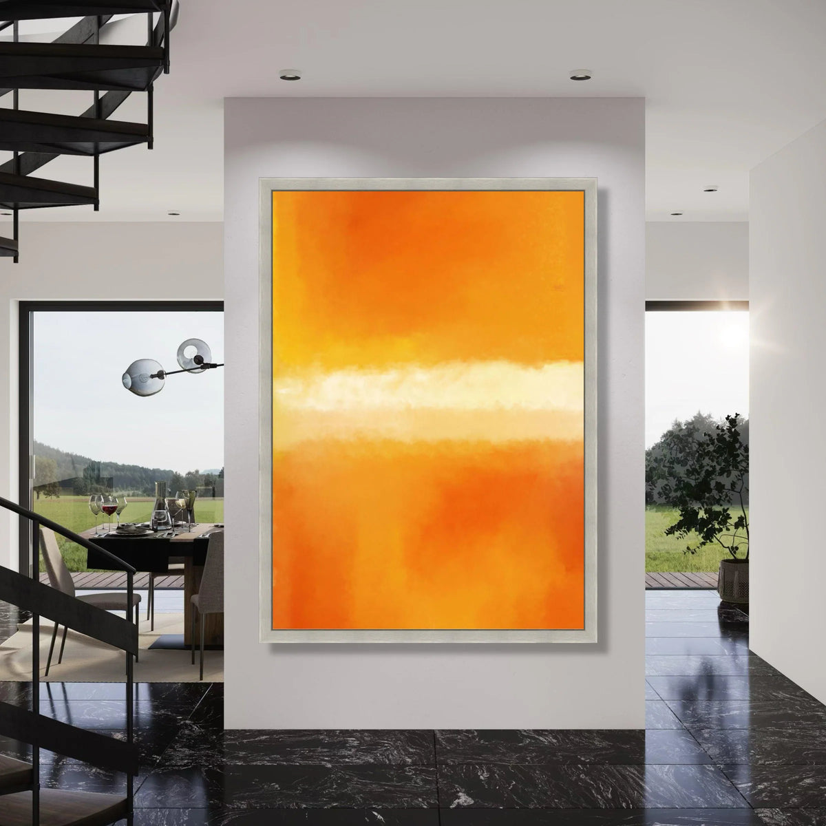 Warm Sunset Glow Canvas Wall Art, Abstract Color Field Painting, Orange and Yellow Home Decor, Modern Minimalist Canvas, Vibrant Print Art