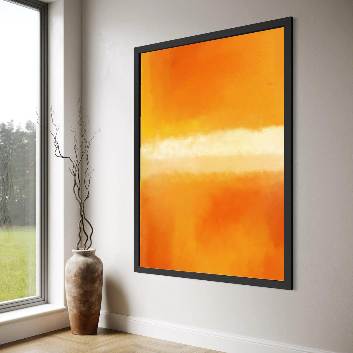 Warm Sunset Glow Canvas Wall Art, Abstract Color Field Painting, Orange and Yellow Home Decor, Modern Minimalist Canvas, Vibrant Print Art