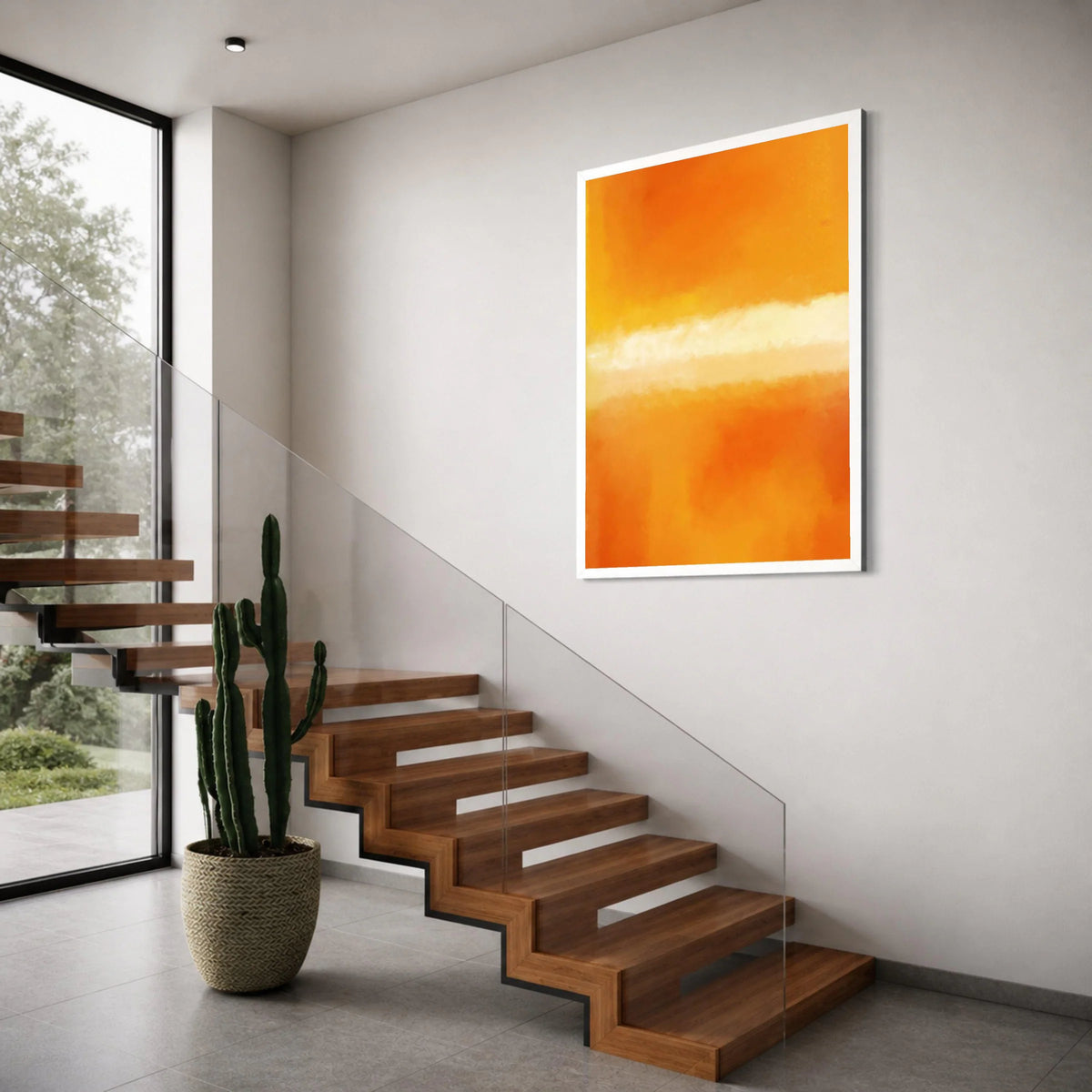 Warm Sunset Glow Canvas Wall Art, Abstract Color Field Painting, Orange and Yellow Home Decor, Modern Minimalist Canvas, Vibrant Print Art