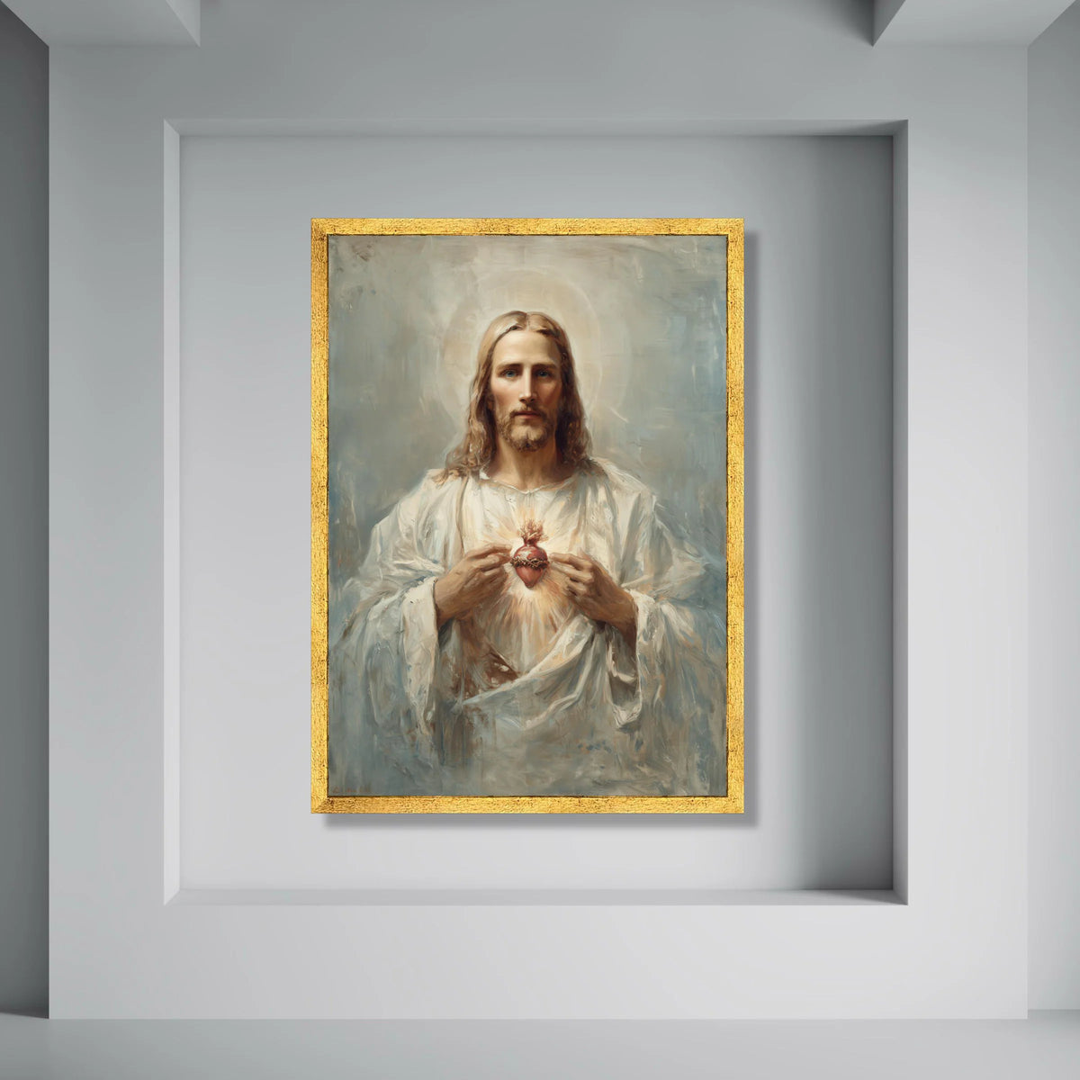 Sacred Heart of Jesus Canvas Wall Art, Religious Spiritual Painting, Christian Home Decor, Inspirational Faith Wall Hanging, Print Art