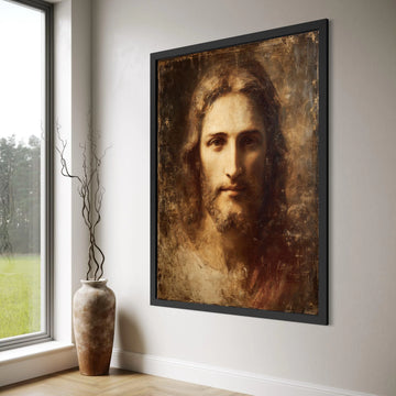 Classic Portrait Canvas Wall Art, Spiritual Vintage Face Painting, Rustic Religious Canvas, Timeless Wall Decoration, Ready to Print Art