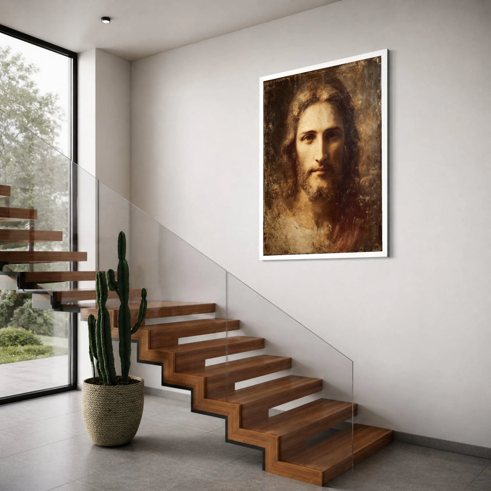 Classic Portrait Canvas Wall Art, Spiritual Vintage Face Painting, Rustic Religious Canvas, Timeless Wall Decoration, Ready to Print Art