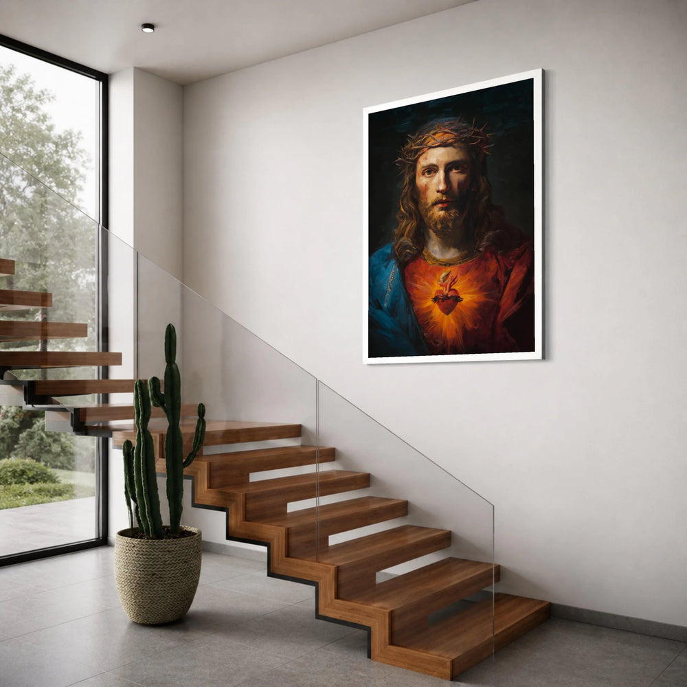 Sacred Heart of Jesus Canvas Wall Art, Religious Christian Portrait, Spiritual Home Decoration, Inspirational Faith Artwork, Ready Print Art