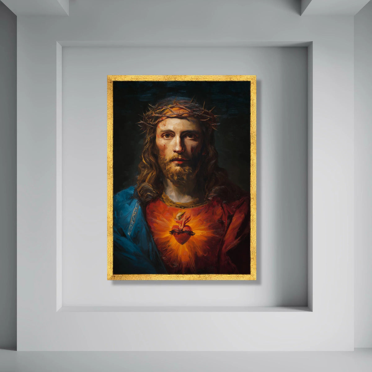 Sacred Heart of Jesus Canvas Wall Art, Religious Christian Portrait, Spiritual Home Decoration, Inspirational Faith Artwork, Ready Print Art
