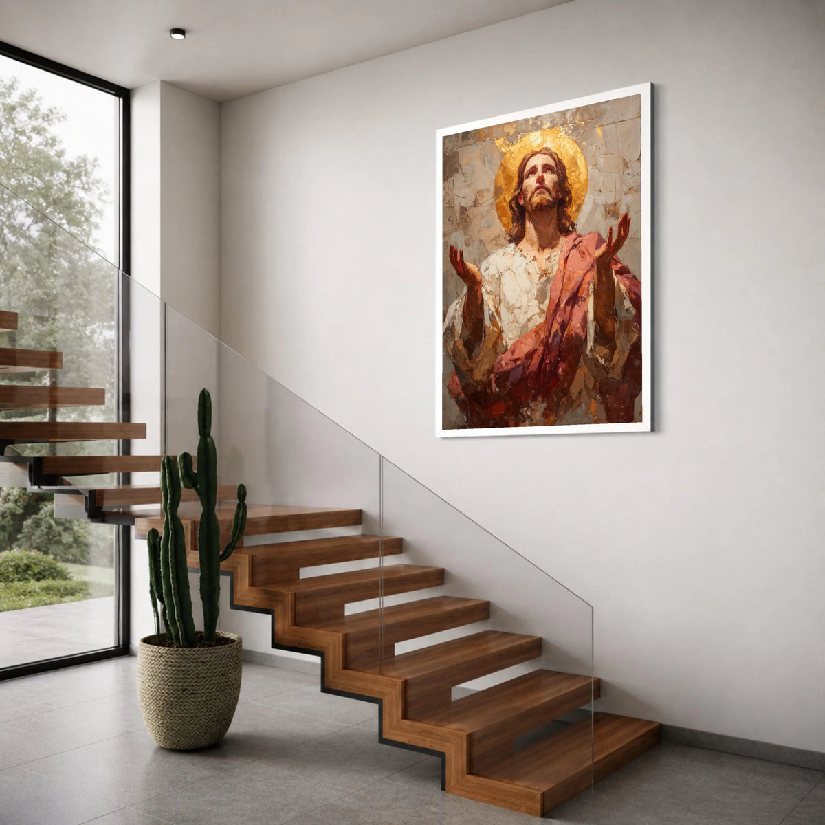 Jesus Christ Praying Canvas Wall Art, Religious Christian Canvas, Spiritual Faith Decoration, Inspirational Wall Hanging Print Art