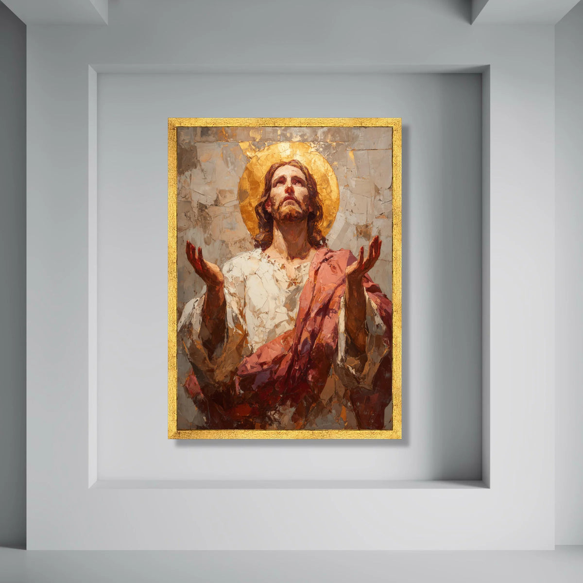Jesus Christ Praying Canvas Wall Art, Religious Christian Canvas, Spiritual Faith Decoration, Inspirational Wall Hanging Print Art