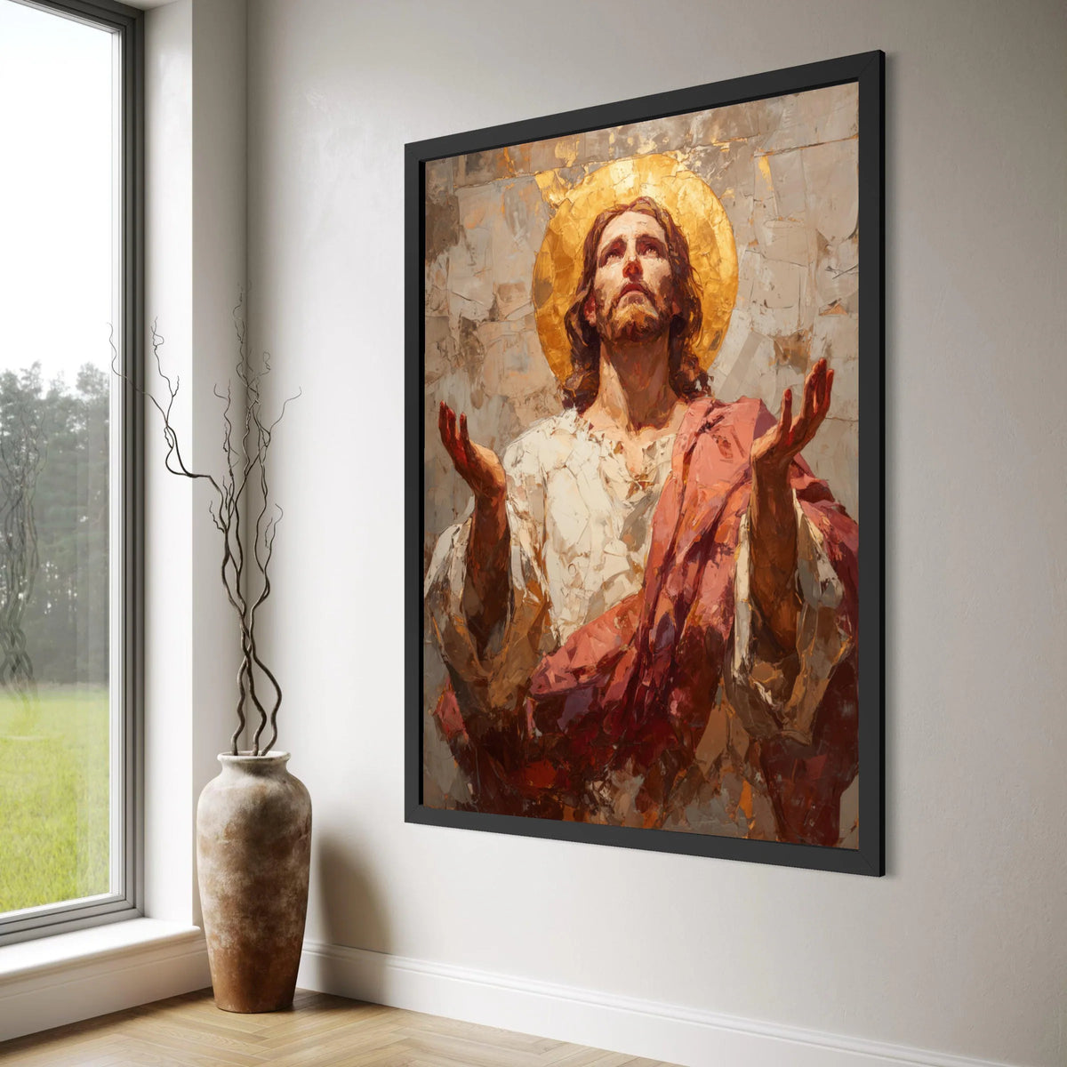 Jesus Christ Praying Canvas Wall Art, Religious Christian Canvas, Spiritual Faith Decoration, Inspirational Wall Hanging Print Art
