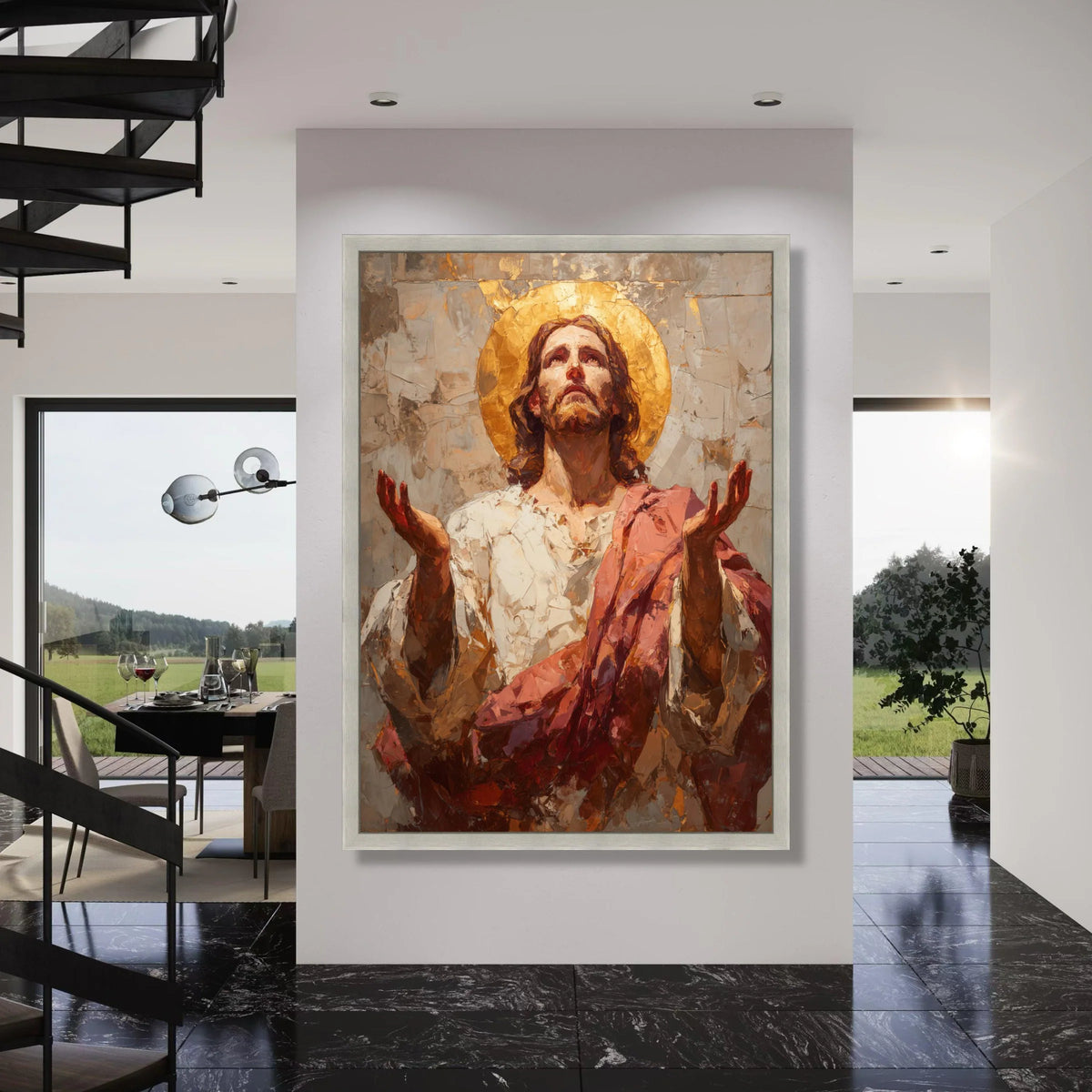 Jesus Christ Praying Canvas Wall Art, Religious Christian Canvas, Spiritual Faith Decoration, Inspirational Wall Hanging Print Art