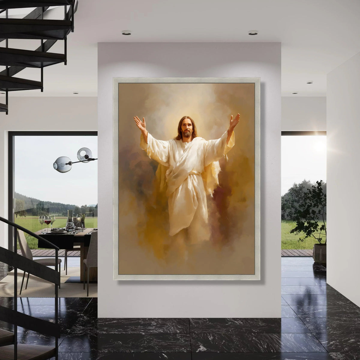 Inspirational Jesus Christ Canvas Wall Art, Religious Christian Decor, Spiritual Home Decoration, Blessed Figure Painting, Faith Print Art
