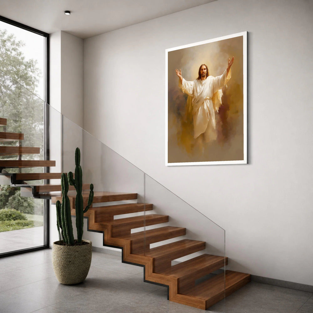 Inspirational Jesus Christ Canvas Wall Art, Religious Christian Decor, Spiritual Home Decoration, Blessed Figure Painting, Faith Print Art
