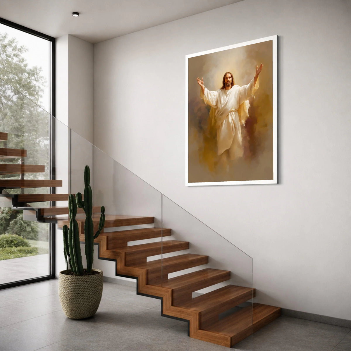 Inspirational Jesus Christ Canvas Wall Art, Religious Christian Decor, Spiritual Home Decoration, Blessed Figure Painting, Faith Print Art