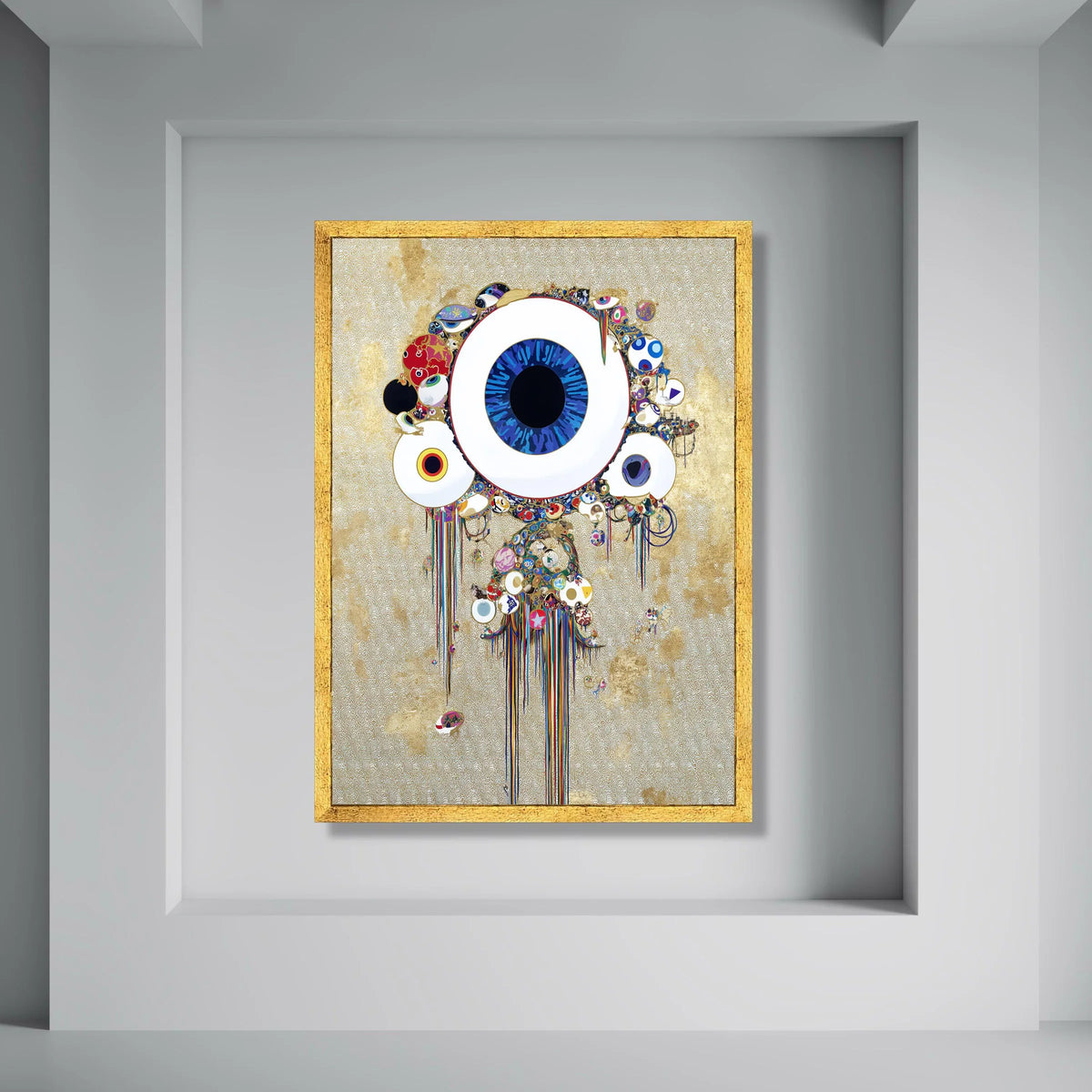 Abstract Blue Eye Canvas Wall Art, Modern Surreal Decor, Colorful Dripping Paint Design, Unique Contemporary Canvas, Home Wall Print Art