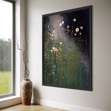 Enchanted Wildflower Meadow Canvas, Night Garden Floral Wall Art, Vertical Blooms Canvas, Nature Landscape Decoration, Ready to Print Art