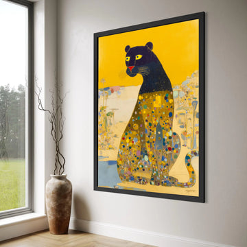 Colorful Abstract Leopard Canvas, Modern Animal Wall Art, Contemporary Wildlife Painting, Bold Yellow Background Decor, Vibrant Print Art