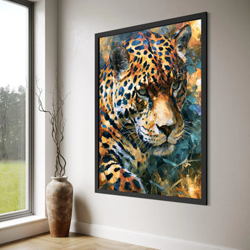 Majestic Jaguar Portrait Canvas, Wildlife Wall Art, Big Cat Close-Up, Nature Animal Canvas, Exotic Safari Decoration Print Art