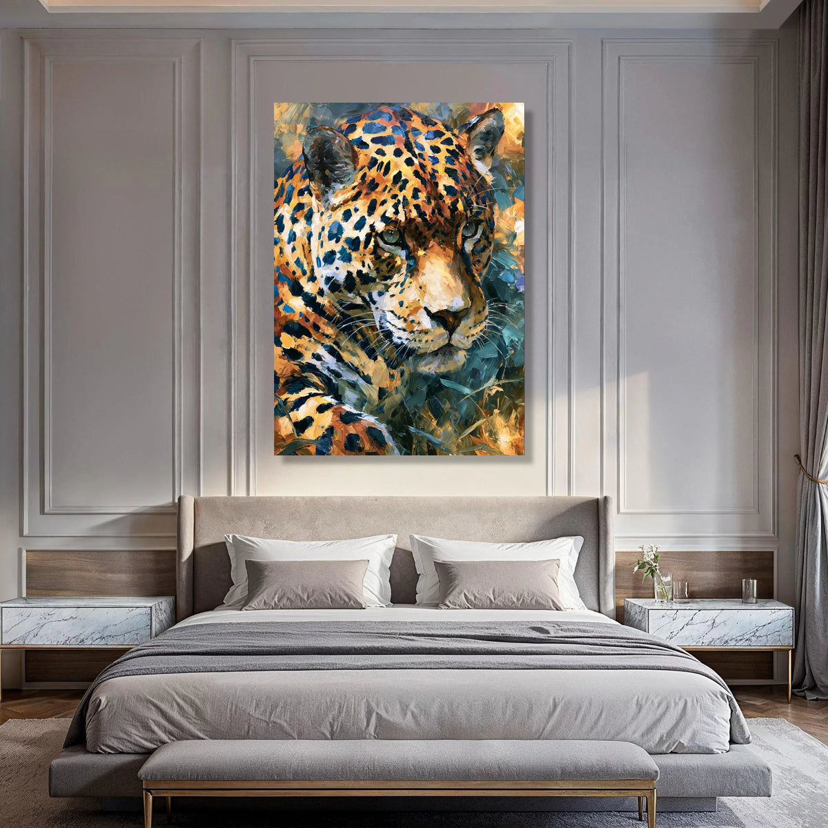 Majestic Jaguar Portrait Canvas, Wildlife Wall Art, Big Cat Close-Up, Nature Animal Canvas, Exotic Safari Decoration Print Art