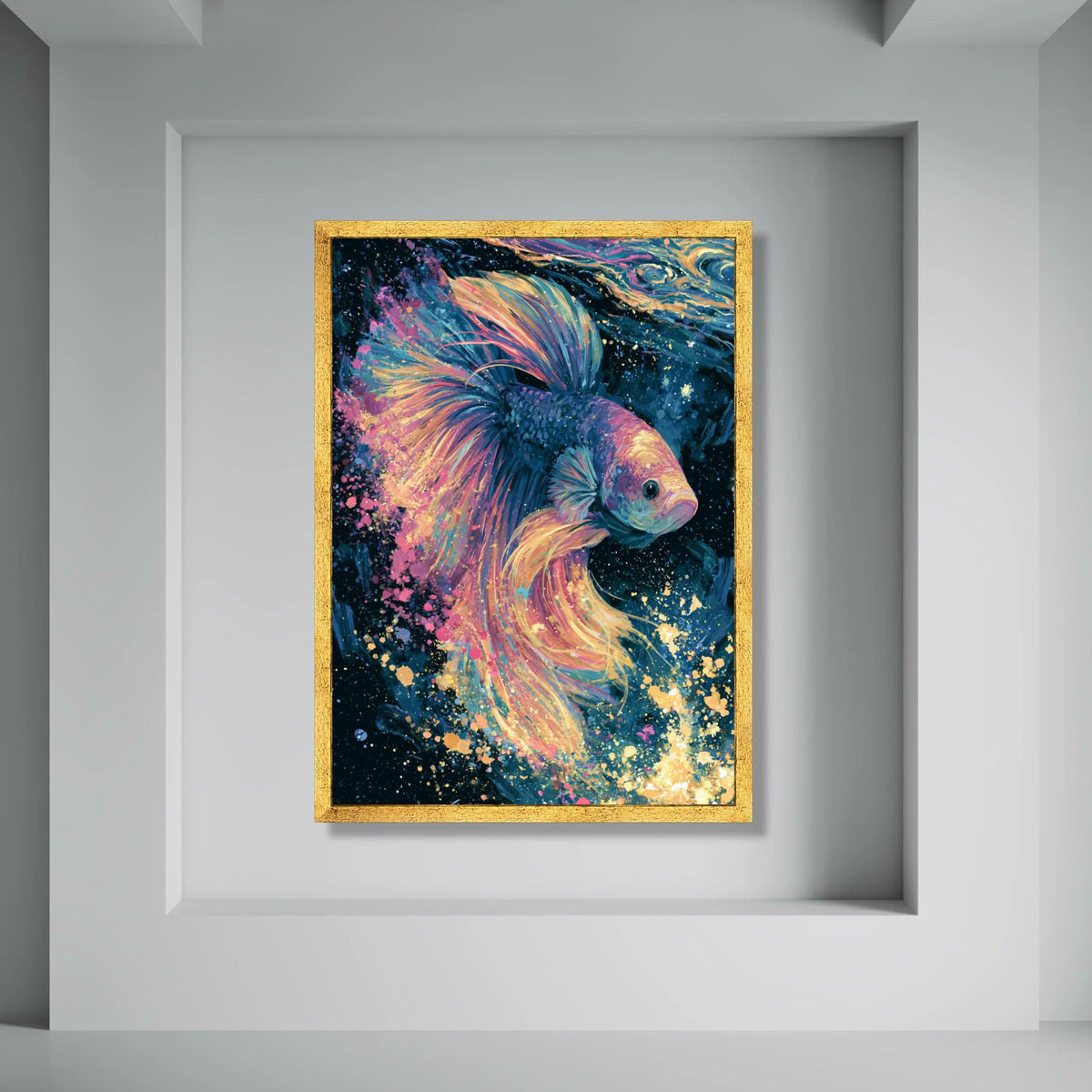 Colorful Betta Fish Canvas Wall Art, Vibrant Underwater Painting, Abstract Fish Artwork, Ocean Life Canvas, Home Decor Wall Print Art