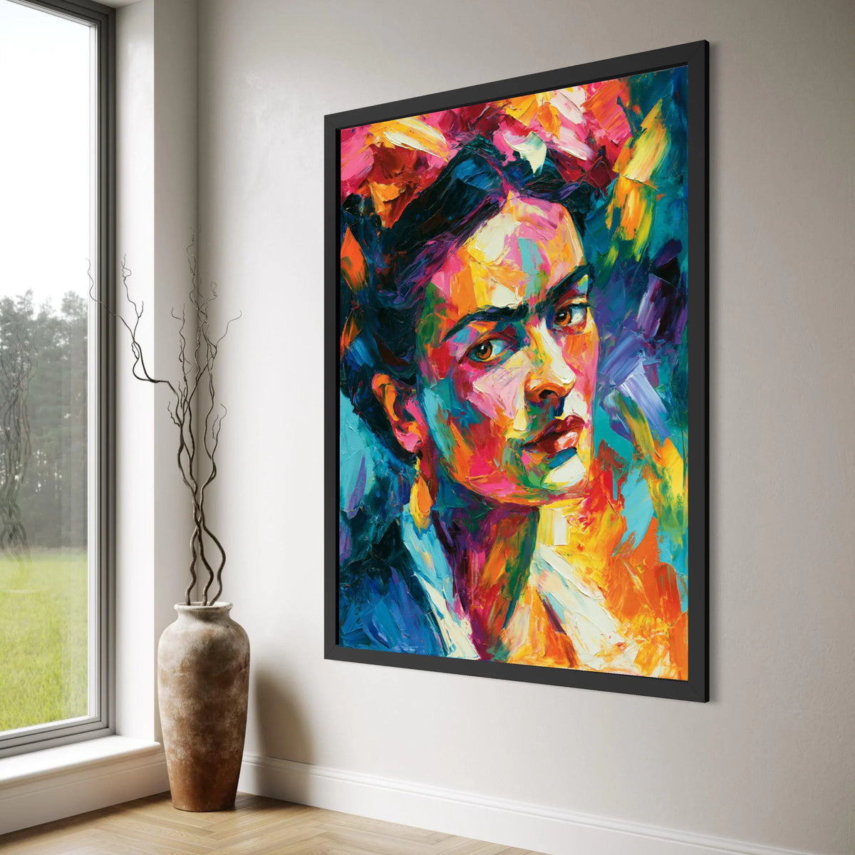 Vibrant Female Portrait Canvas, Colorful Abstract Wall Art, Modern Face Painting Canvas, Bold Expression Artwork, Home Decor Print Art