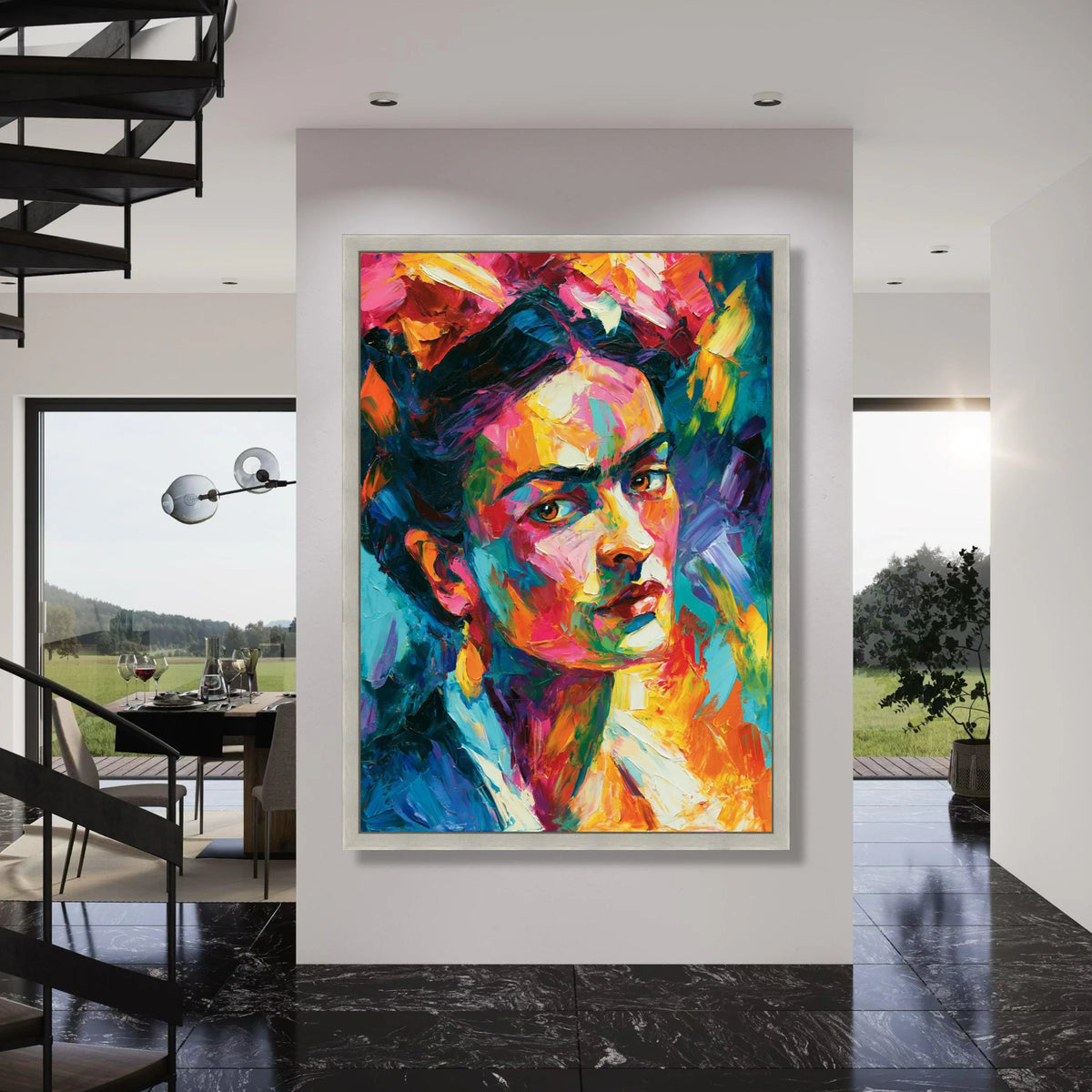 Vibrant Female Portrait Canvas, Colorful Abstract Wall Art, Modern Face Painting Canvas, Bold Expression Artwork, Home Decor Print Art