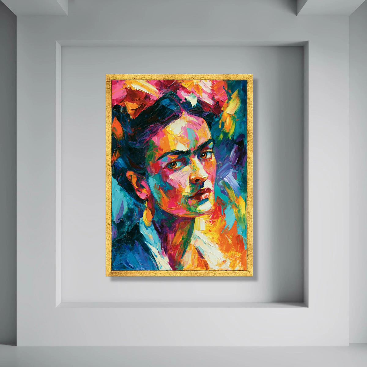 Vibrant Female Portrait Canvas, Colorful Abstract Wall Art, Modern Face Painting Canvas, Bold Expression Artwork, Home Decor Print Art
