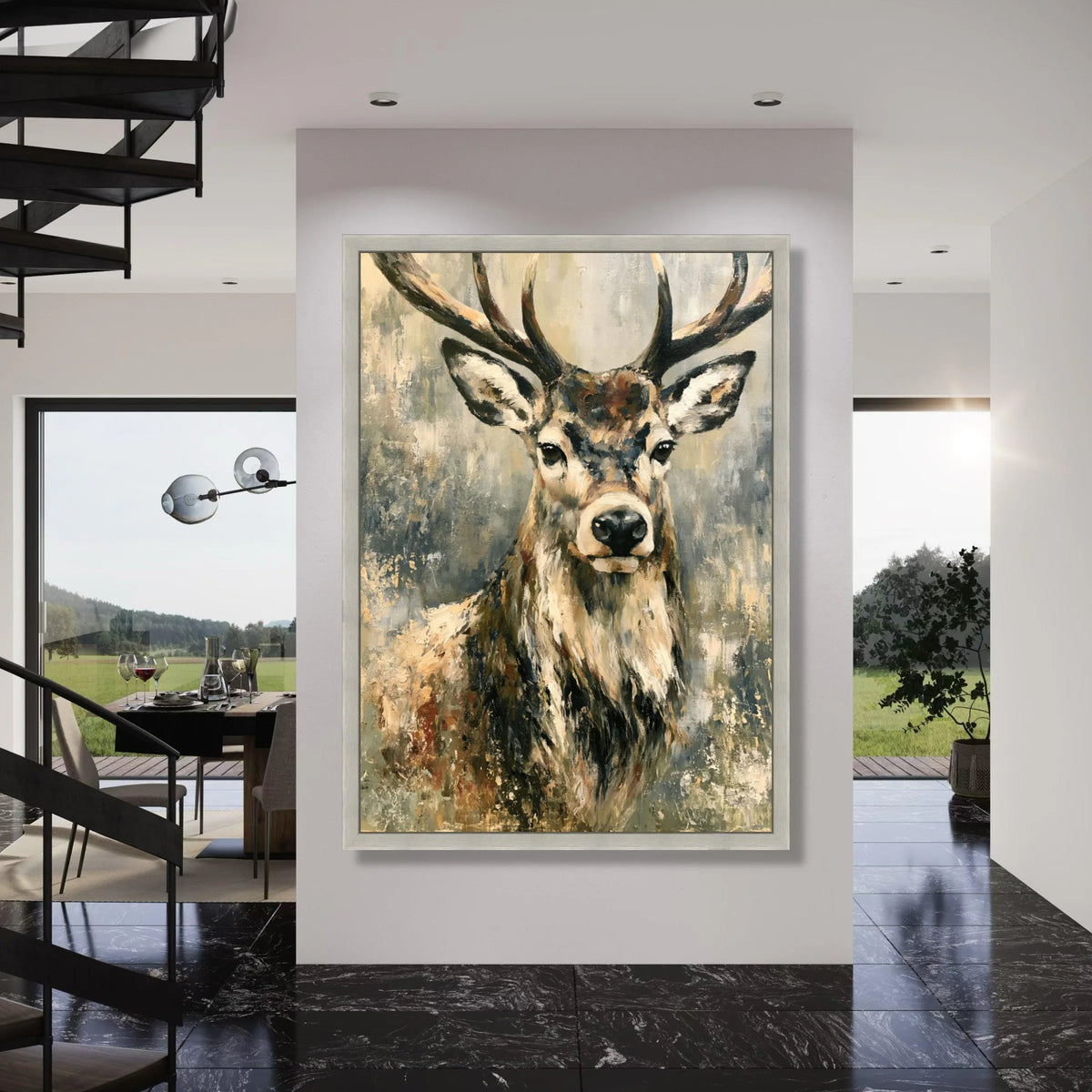 Majestic Deer Portrait Canvas, Rustic Woodland Animal Wall Art, Nature Wildlife Canvas Decoration, Living Room Art Print Print Art