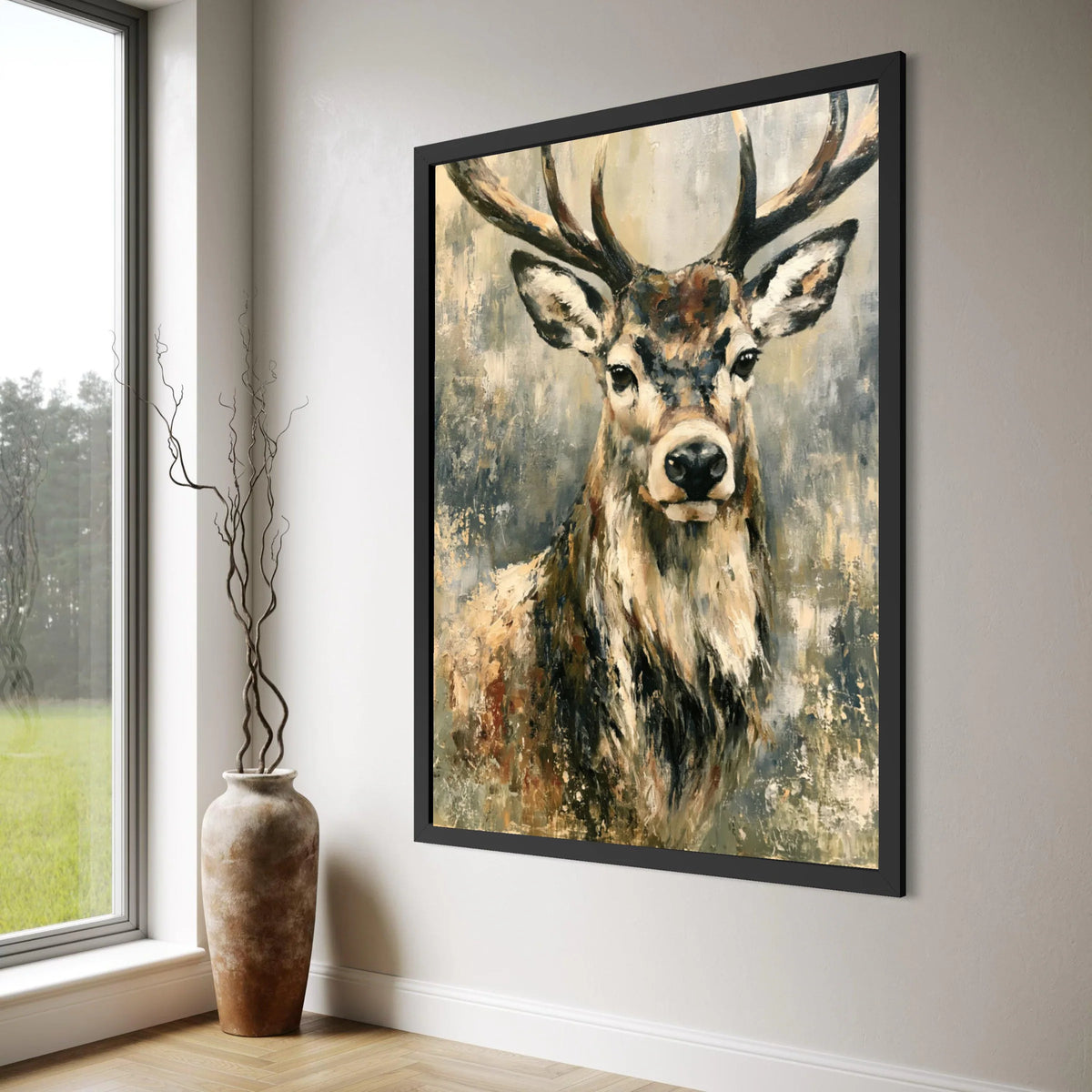 Majestic Deer Portrait Canvas, Rustic Woodland Animal Wall Art, Nature Wildlife Canvas Decoration, Living Room Art Print Print Art