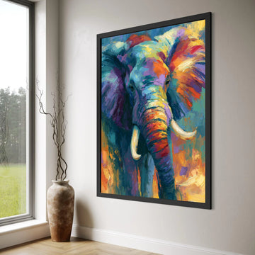 Vibrant Elephant Portrait Canvas, Colorful Wildlife Wall Art, Abstract Animal Canvas, Nature Home Decoration, Ready to Hang Art Print Art