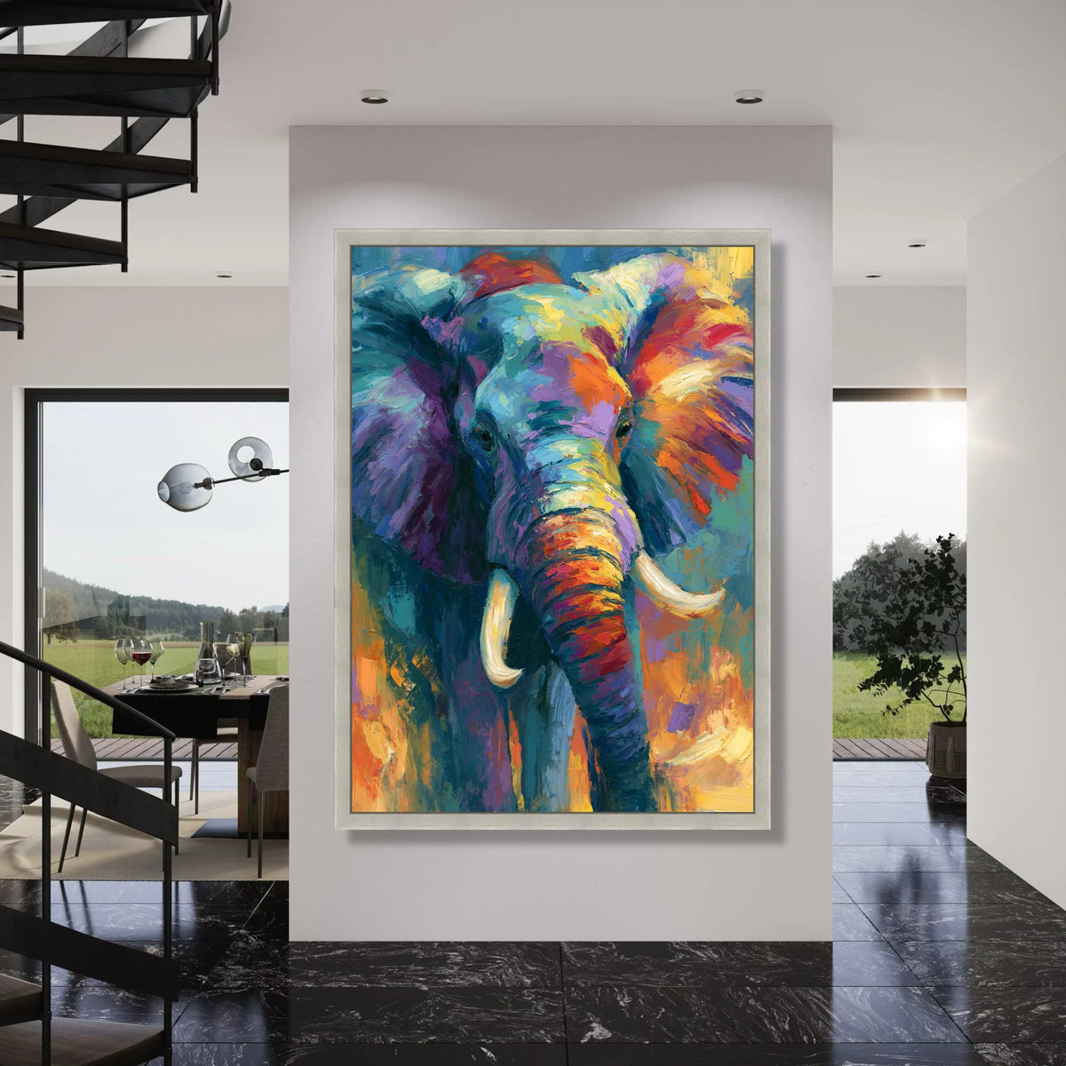 Vibrant Elephant Portrait Canvas, Colorful Wildlife Wall Art, Abstract Animal Canvas, Nature Home Decoration, Ready to Hang Art Print Art