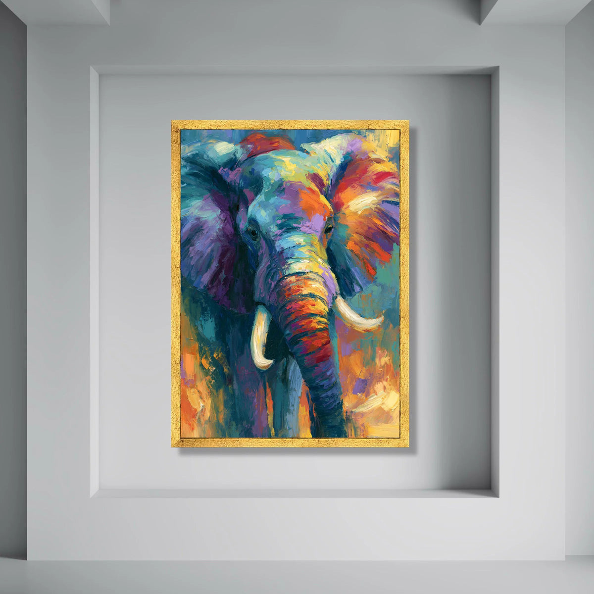 Vibrant Elephant Portrait Canvas, Colorful Wildlife Wall Art, Abstract Animal Canvas, Nature Home Decoration, Ready to Hang Art Print Art