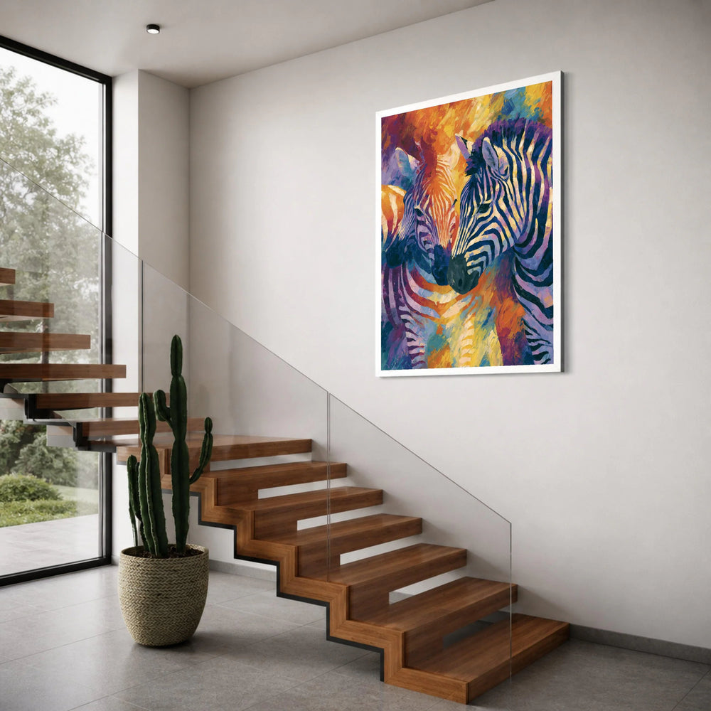 Colorful Zebra Portrait Canvas, Abstract Animal Wall Art, Vibrant Safari Decor, Modern Wildlife Canvas, Home Decoration Artwork Print Art