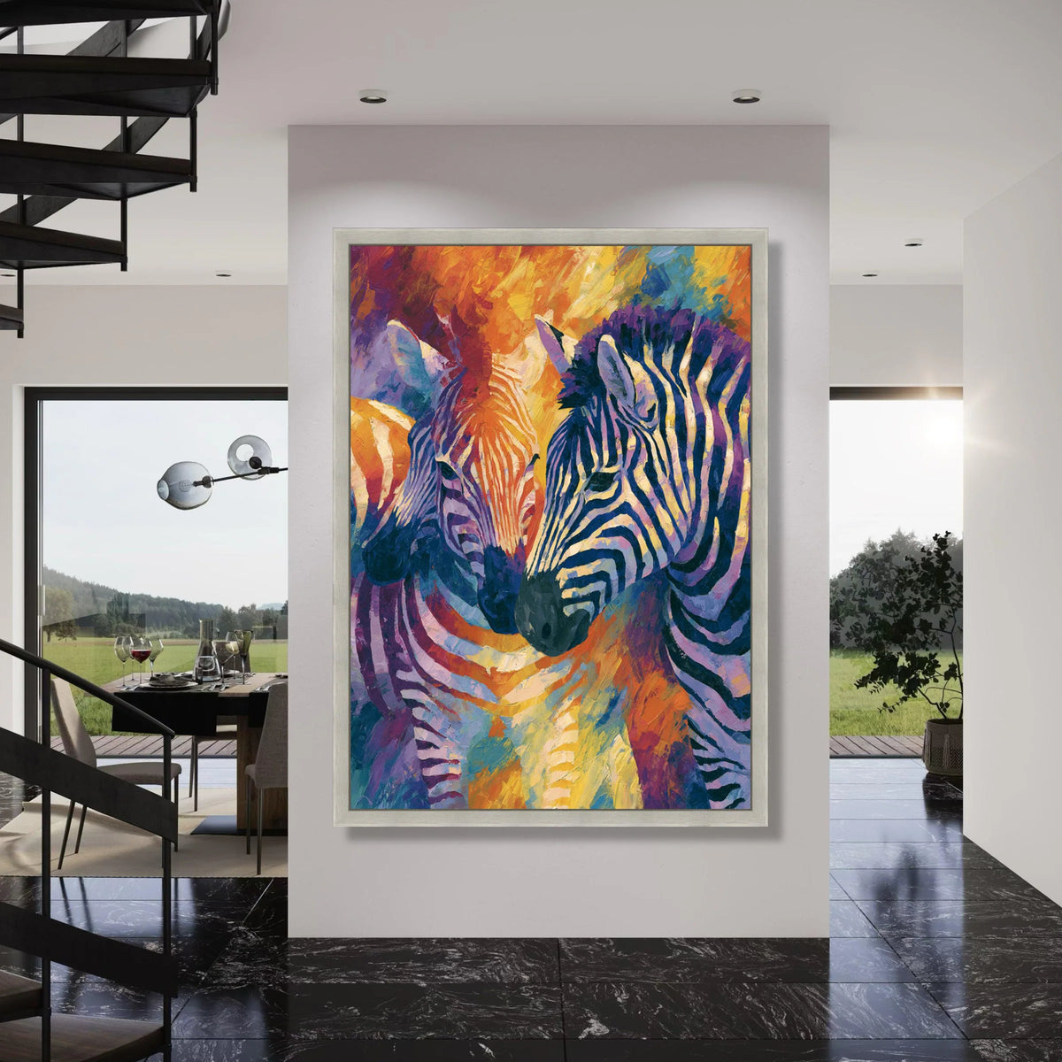 Colorful Zebra Portrait Canvas, Abstract Animal Wall Art, Vibrant Safari Decor, Modern Wildlife Canvas, Home Decoration Artwork Print Art