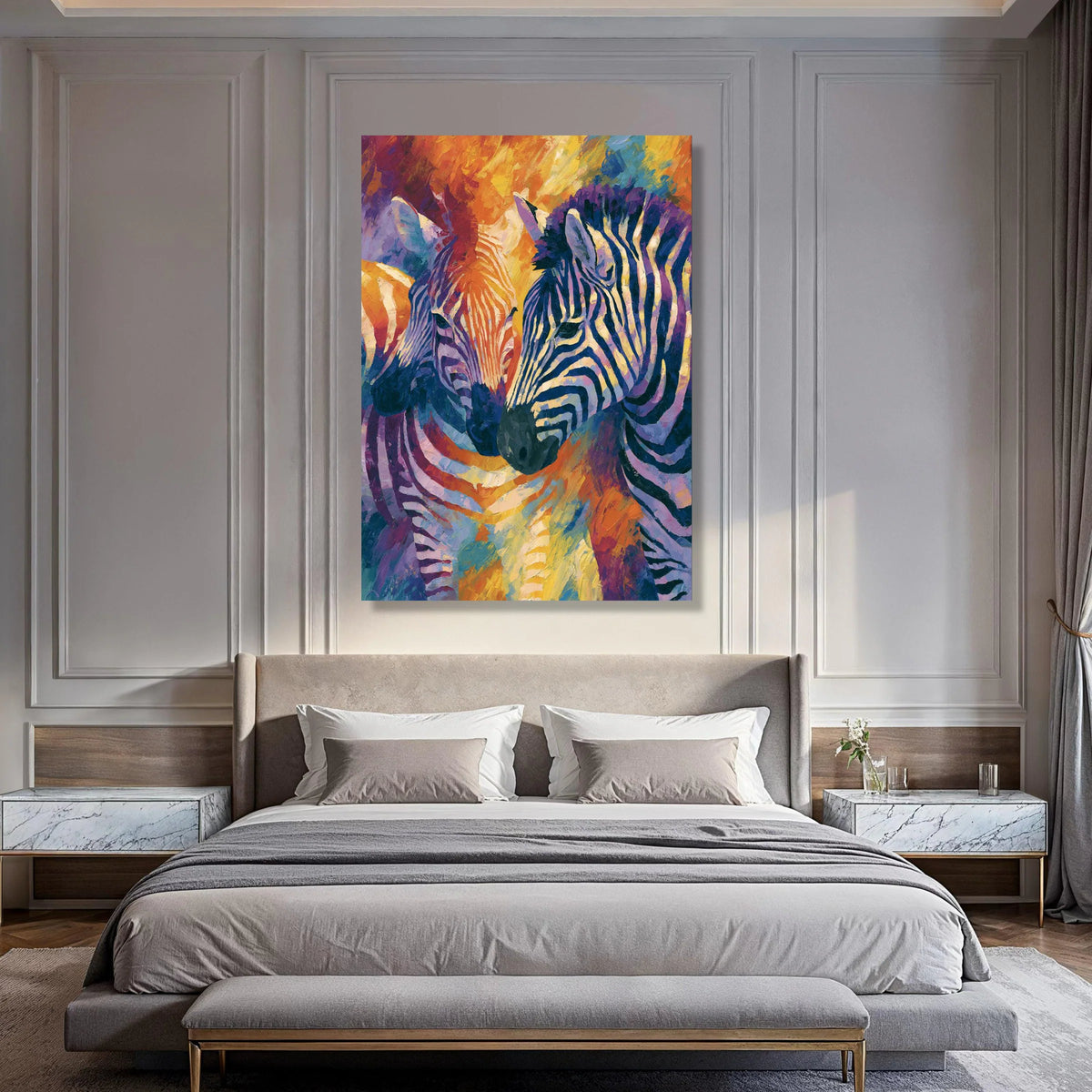 Colorful Zebra Portrait Canvas, Abstract Animal Wall Art, Vibrant Safari Decor, Modern Wildlife Canvas, Home Decoration Artwork Print Art