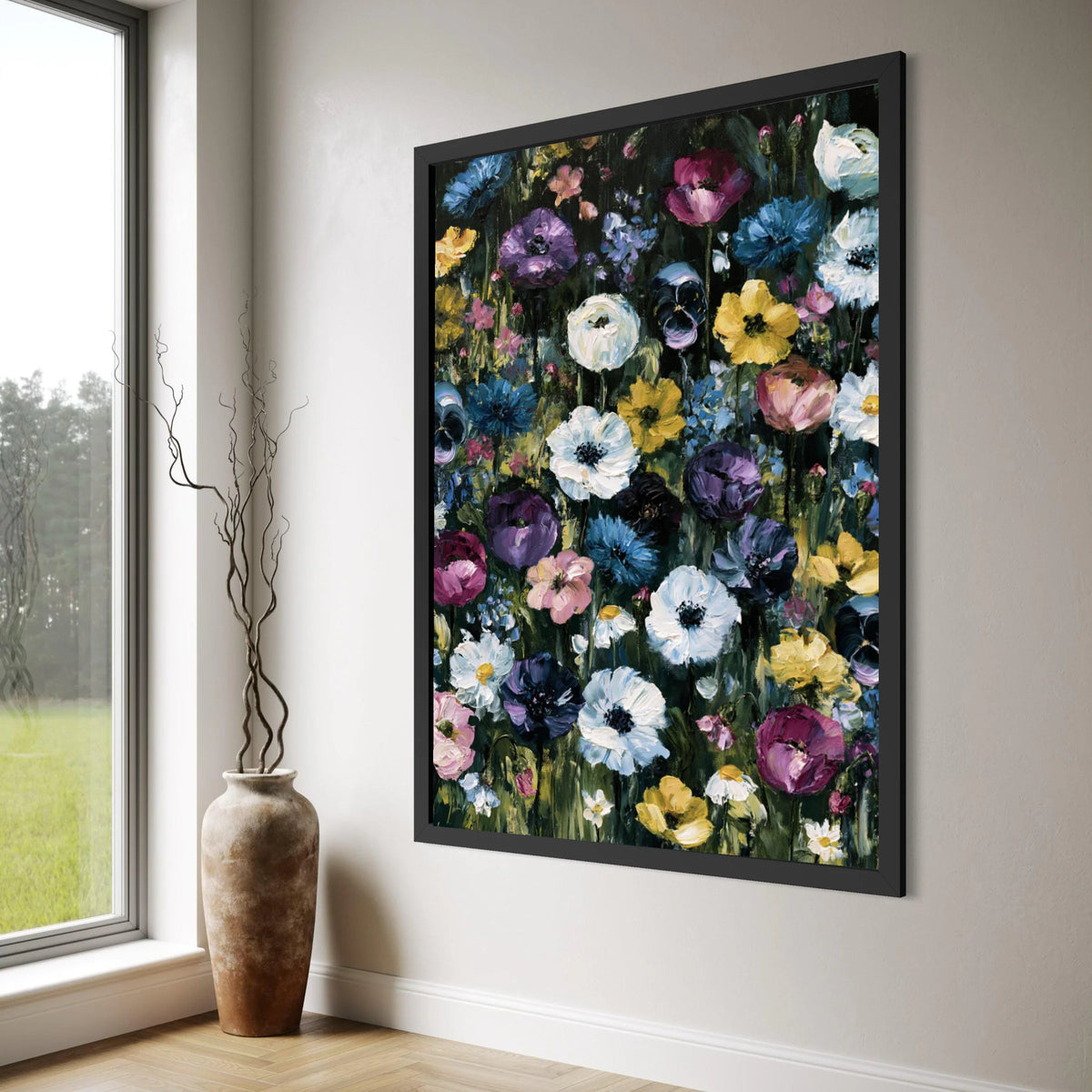 Colorful Wildflower Garden Canvas, Floral Meadow Wall Art, Spring Blossom Canvas, Nature Flower Decor, Vibrant Home Decoration Print Art