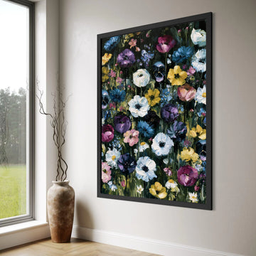 Colorful Wildflower Garden Canvas, Floral Meadow Wall Art, Spring Blossom Canvas, Nature Flower Decor, Vibrant Home Decoration Print Art