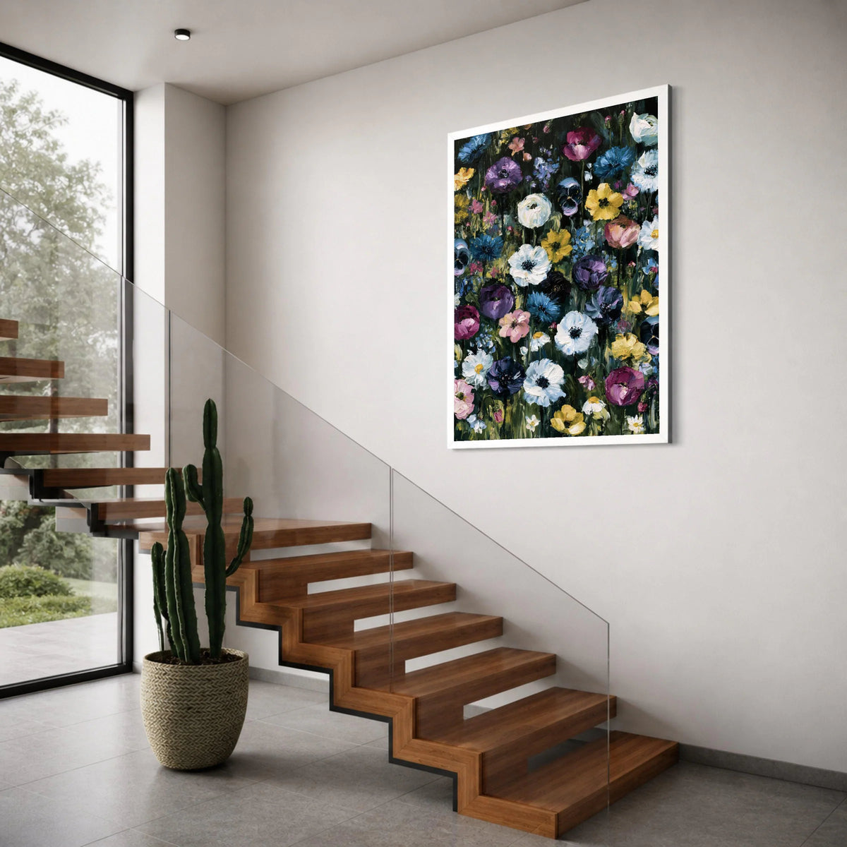Colorful Wildflower Garden Canvas, Floral Meadow Wall Art, Spring Blossom Canvas, Nature Flower Decor, Vibrant Home Decoration Print Art