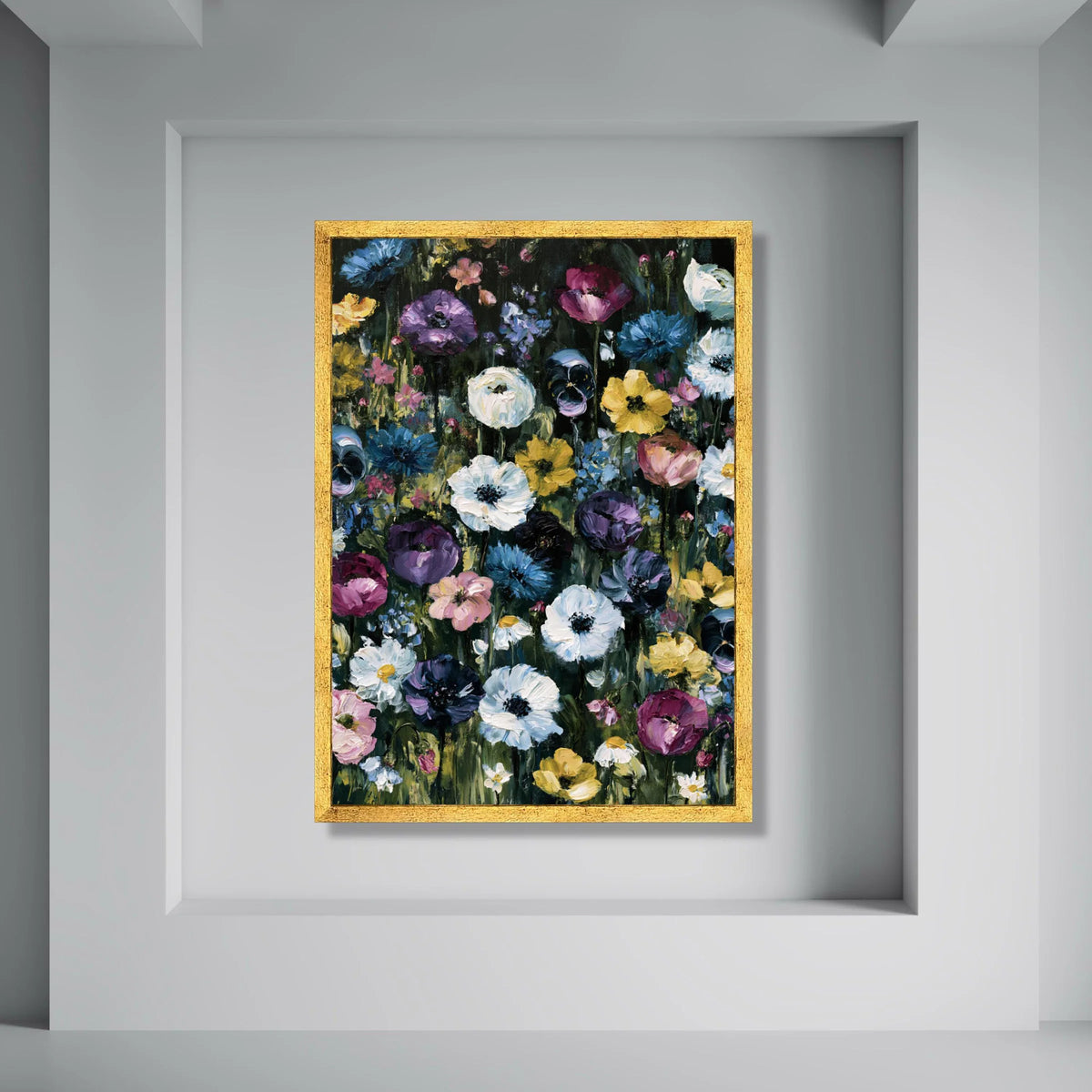 Colorful Wildflower Garden Canvas, Floral Meadow Wall Art, Spring Blossom Canvas, Nature Flower Decor, Vibrant Home Decoration Print Art