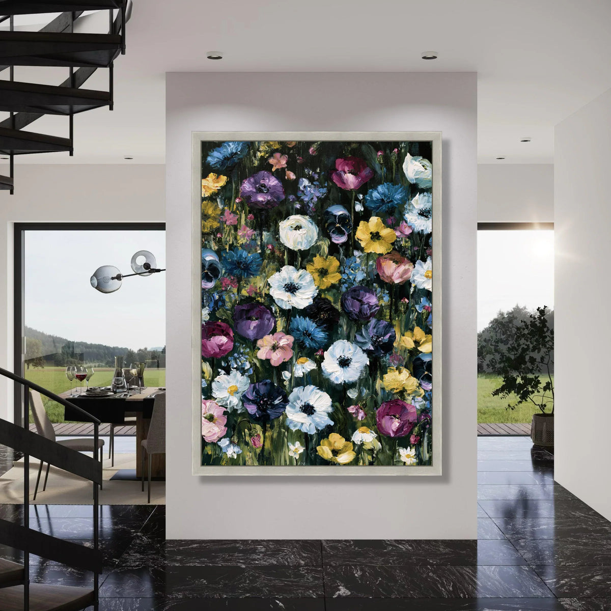 Colorful Wildflower Garden Canvas, Floral Meadow Wall Art, Spring Blossom Canvas, Nature Flower Decor, Vibrant Home Decoration Print Art
