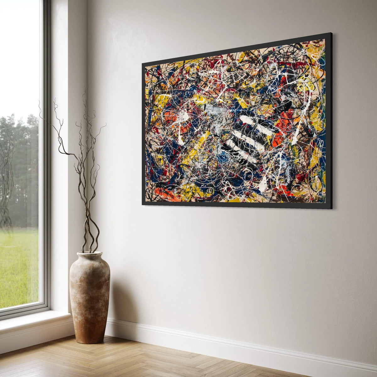Abstract Expressionist Canvas Wall Art, Colorful Splatter Painting, Modern Home Decor, Dynamic Contemporary Art Canvas Print Art