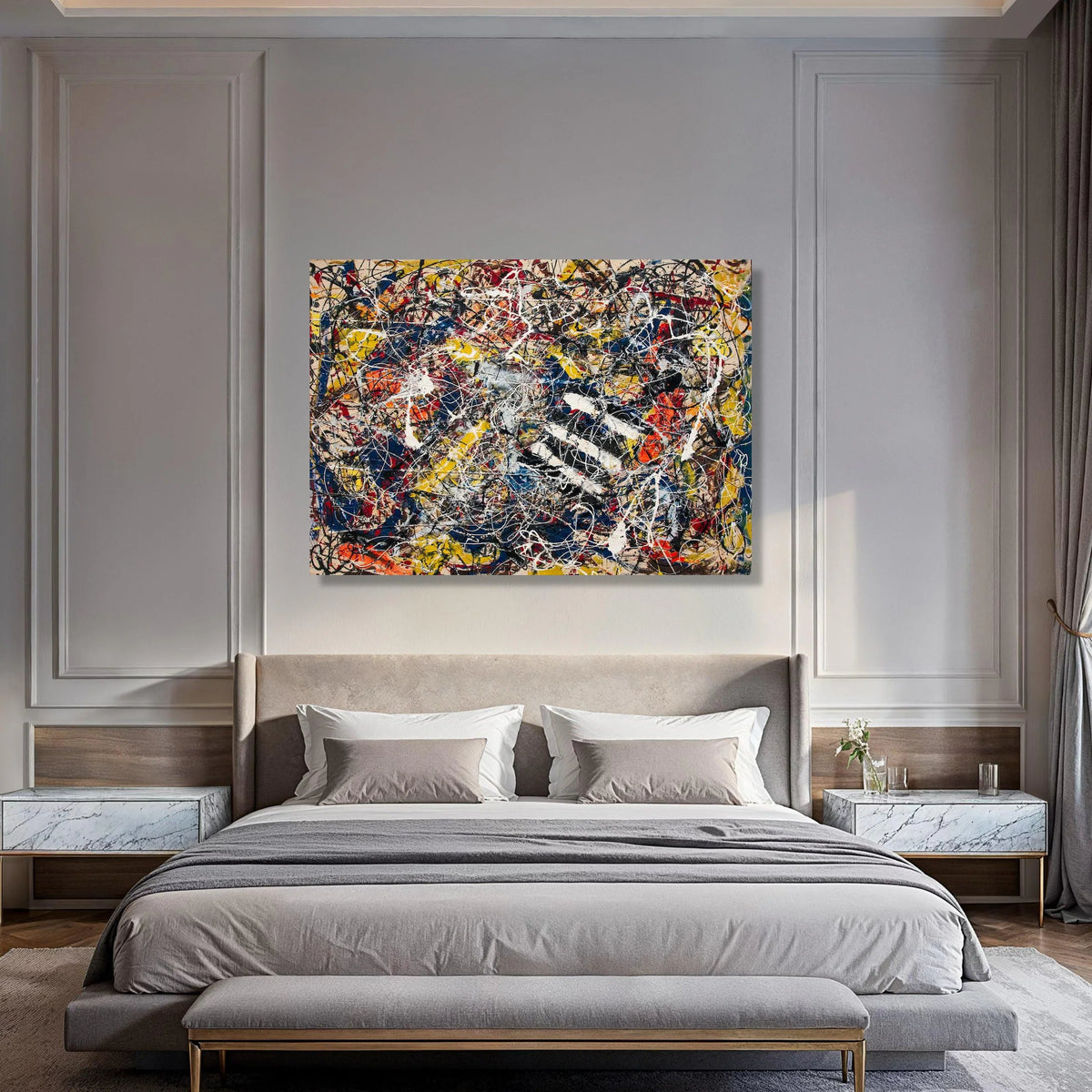 Abstract Expressionist Canvas Wall Art, Colorful Splatter Painting, Modern Home Decor, Dynamic Contemporary Art Canvas Print Art