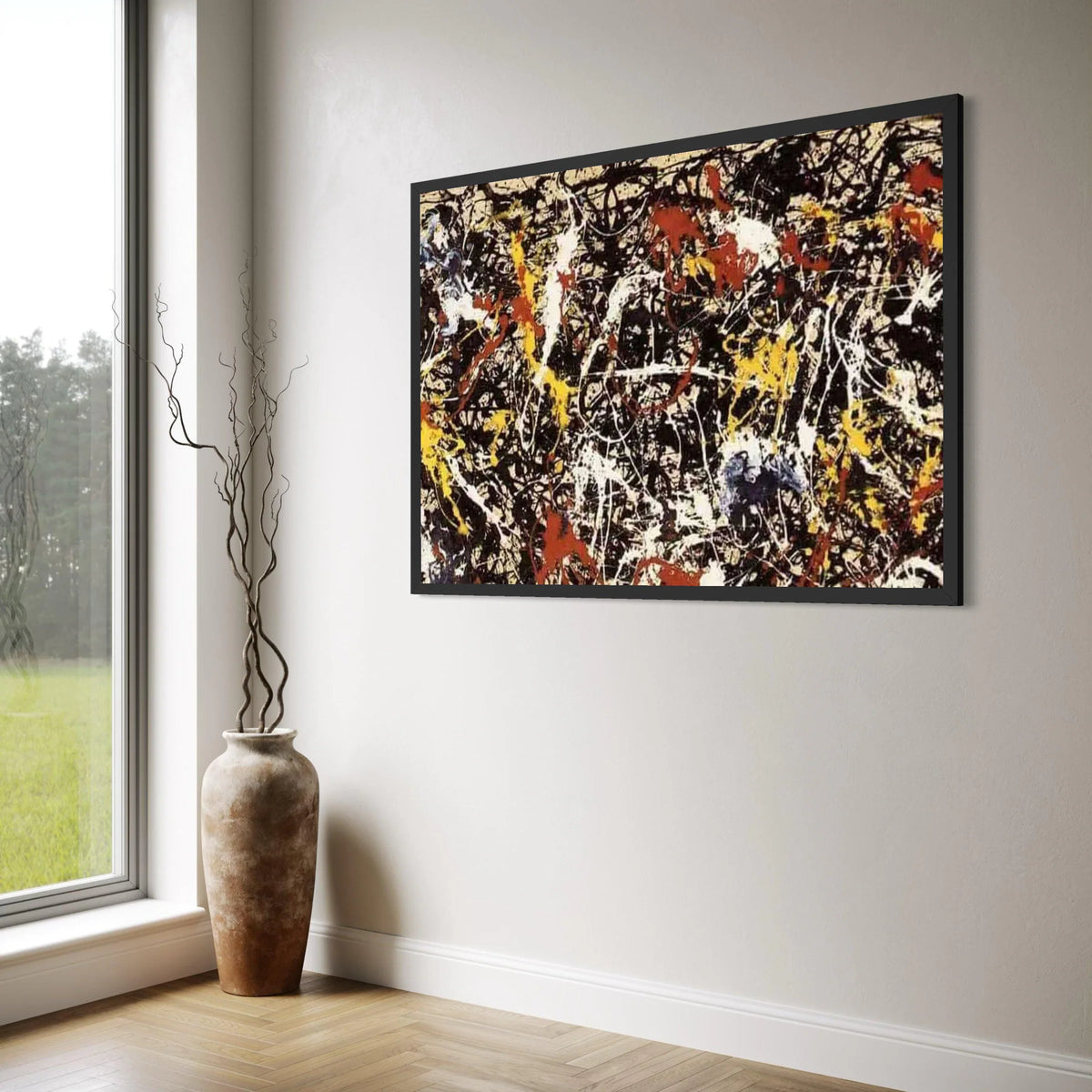 Abstract Expressionist Canvas Wall Art, Dynamic Color Splash Design, Modern Home Decoration, Contemporary Art Print, Ready to Hang Print Art