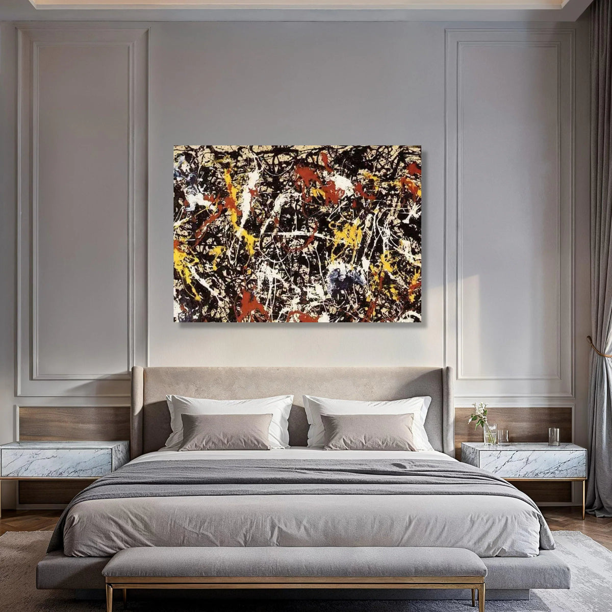 Abstract Expressionist Canvas Wall Art, Dynamic Color Splash Design, Modern Home Decoration, Contemporary Art Print, Ready to Hang Print Art
