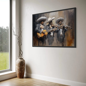 Mariachi Band Performance Canvas, Mexican Musicians Painting, Traditional Music Wall Art, Charro Suits Canvas, Cultural Home Print Art