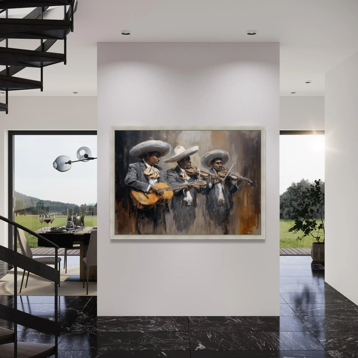 Mariachi Band Performance Canvas, Mexican Musicians Painting, Traditional Music Wall Art, Charro Suits Canvas, Cultural Home Print Art