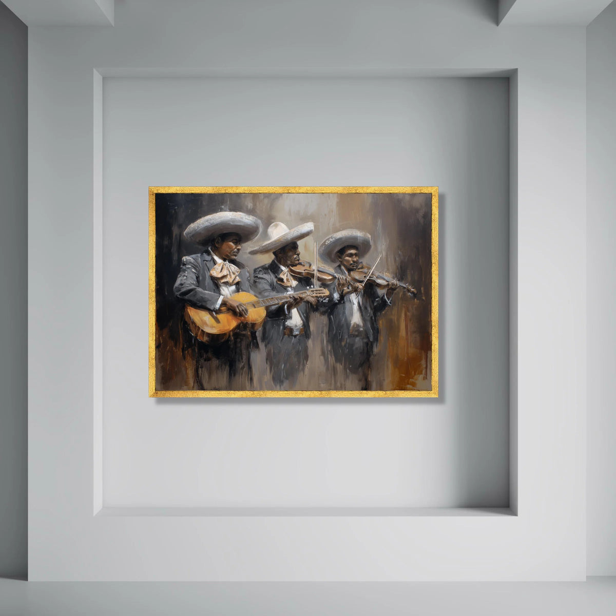Mariachi Band Performance Canvas, Mexican Musicians Painting, Traditional Music Wall Art, Charro Suits Canvas, Cultural Home Print Art