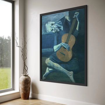 Melancholic Guitar Player Canvas, Blue Period Art, Expressionist Wall Decor, Vintage Musician Painting, Emotional Canvas Artwork Print Art