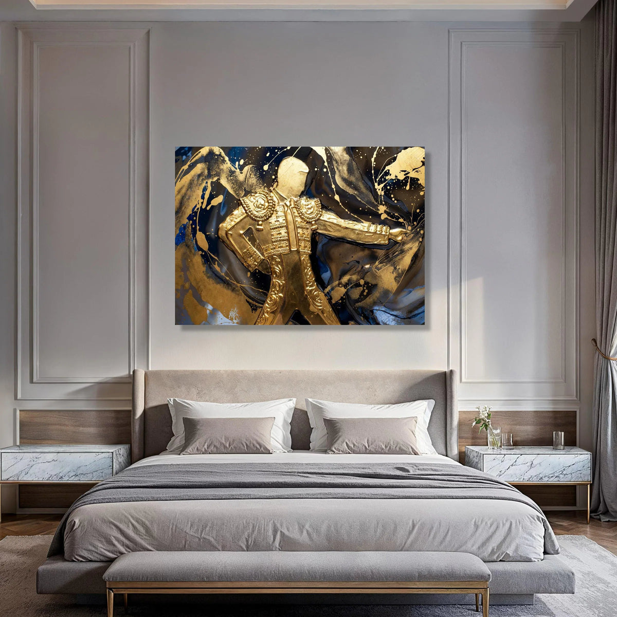 Golden Matador Silhouette Canvas, Bullfighting Art Print, Abstract Gold Black Wall Art, Modern Home Decoration, Spanish Culture Print Art
