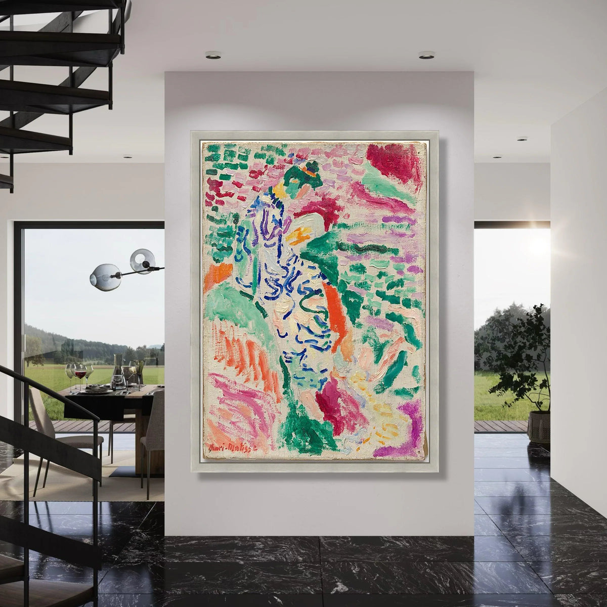 Vibrant Impressionist Woman Canvas, Colorful Abstract Portrait Wall Art, Modern Artistic Home Decoration, Hand-Painted Canvas Print Art