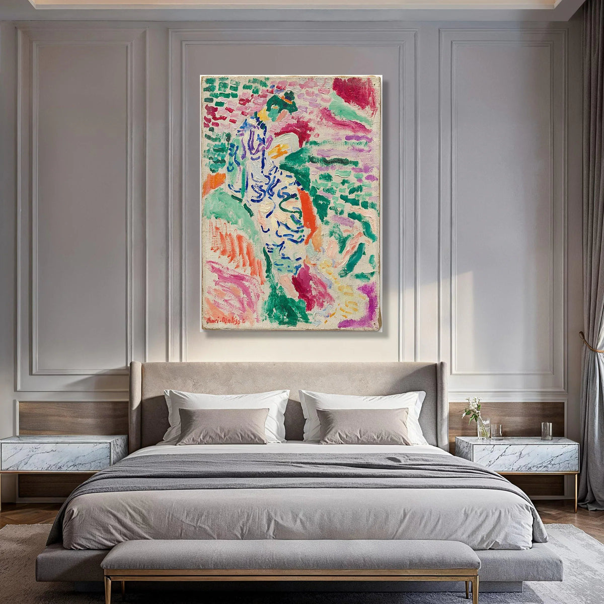 Vibrant Impressionist Woman Canvas, Colorful Abstract Portrait Wall Art, Modern Artistic Home Decoration, Hand-Painted Canvas Print Art