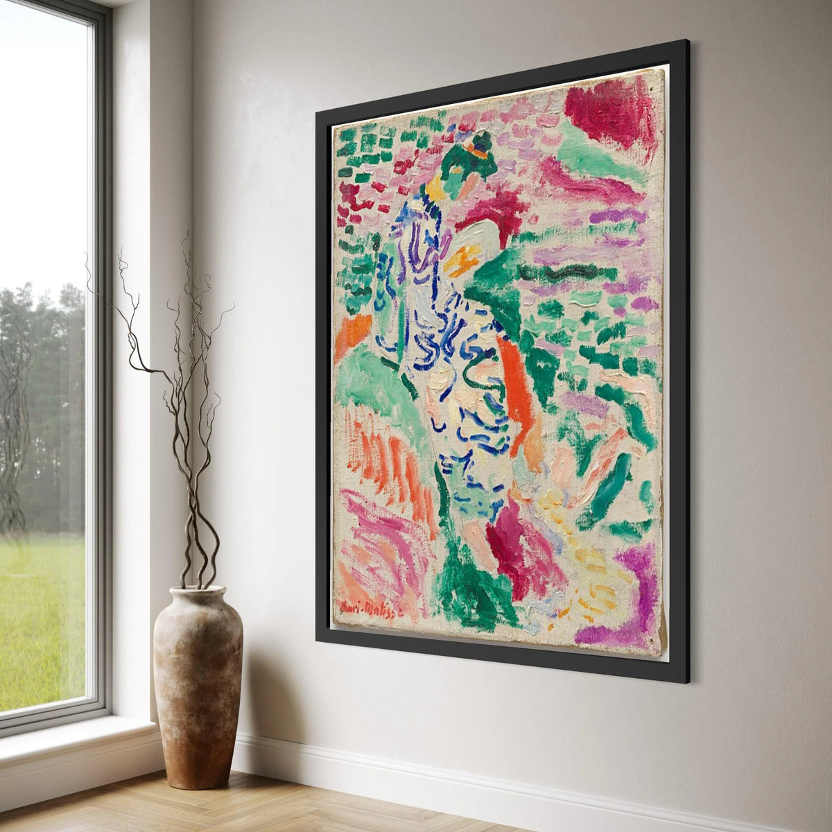 Vibrant Impressionist Woman Canvas, Colorful Abstract Portrait Wall Art, Modern Artistic Home Decoration, Hand-Painted Canvas Print Art